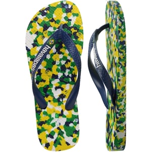 Men's Havaianas Brasil Camo Patterned Flip Flops in White/Blue