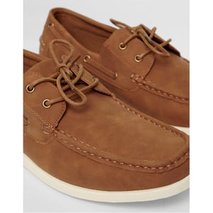Men's Threadbare Archery Moc Toe Lace-Up Boat Shoes in Tan