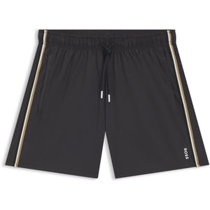 Men's Boss Solid Patterned Iconic Swim Trunk in Dark Grey