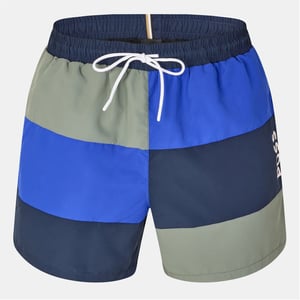 Men's Boss Court Color Block Swim Trunk in White
