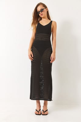 V-hals Midi Split Jurk