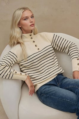 Knitted Sweater met Knopenkraag