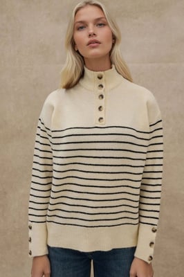 Knitted Sweater met Knopenkraag