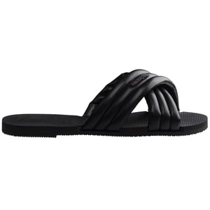 Women's Havaianas Solid Patterned Open Toe Slide Sandals in Black