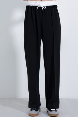 Textuur Geweven Cropped Wijde Joggingbroek