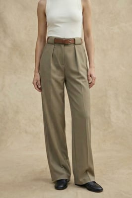 Hoge Taille Plissé Brede Pijpen Broek