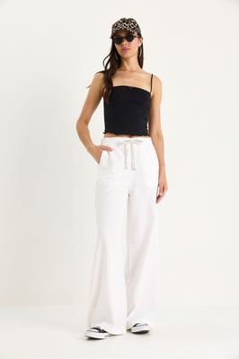 Elastische Taille Palazzo Broek