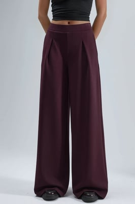 Elastische Taille Geplooide Palazzo Broek