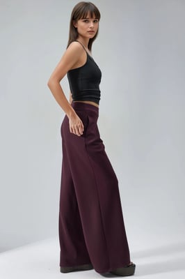 Elastische Taille Geplooide Palazzo Broek