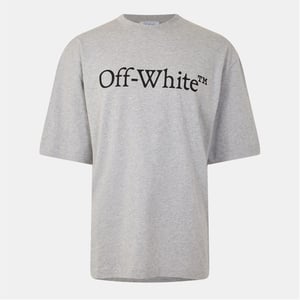 Men's Off White Bkish Lettering Regular Fit T-Shirt in Grey/Black