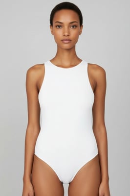 Åtsittande ärmlös bodysuit med rund hals och tryckknappar