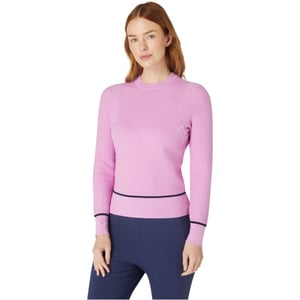 Women's Callaway Crew Neck Ribbed Collar Long Sleeve Sweater in Orchid