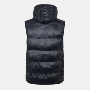 Men's Born Rich Hooded Snap Button Gilet with Zipped Pocket and Logo Badge in Black