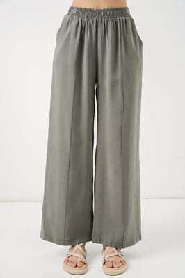 Brede Pijpen Broek met Elastische Taille