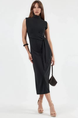 Midi-jurk met strikdetail