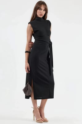 Midi-jurk met strikdetail
