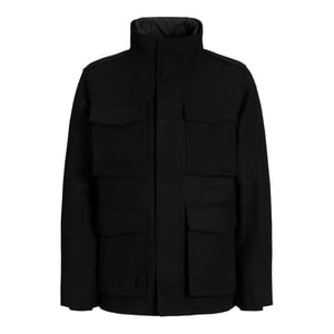 Men's Jack and Jones Alex High Neck Flap Pocket Field Jacket in Black