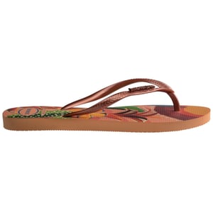 Women's Havaianas Slim Tropical Floral Flip Flops in Peach