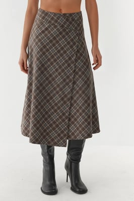 Geruite Maxi Rok met Knoopsluiting