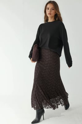 Hoge Taille Kanten Maxi Rok