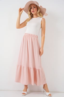 Textuur Maxi Breimint met Elastische Taille