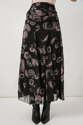Hoge Taille Paisley Maxi Rok