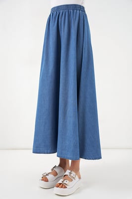 Hög midja A-linjeformad denimmaxikjol