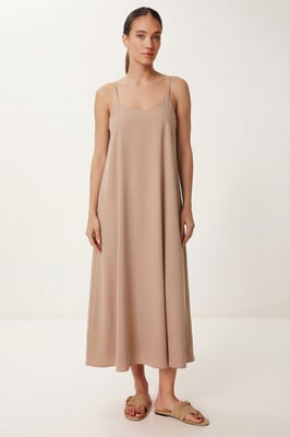 Losse Pasvorm Midi-jurk met U-hals