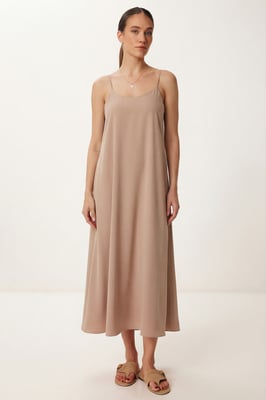 Losse Pasvorm Midi-jurk met U-hals