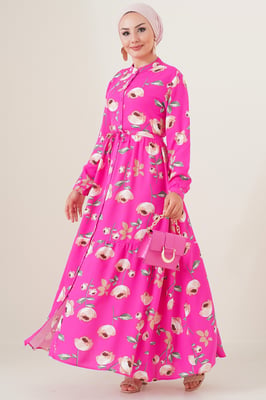 Maxi-jurk met patroon en knoopsluiting