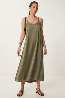 Losse Midi-jurk met U-hals