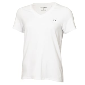 Women's Calvin Klein Golf V-Neck Regular Fit T-Shirt in White/Pink