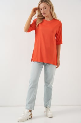 Gestructureerd Ronde Hals Korte Mouwen T-Shirt