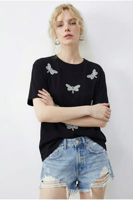 Geborduurd Crew Neck Relaxed Fit T-Shirt