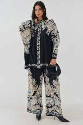 Tryckt Högmidjade Kimono-byxor Set
