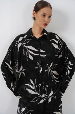 Bloemige Shirt & Hoge Taille Wijde Pantalon Twee-stuks Co-ord