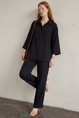Muslin stof twee-delige set met shirt en broek