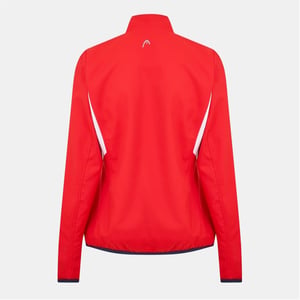 Women's Head Club Solid Patterned Full Zipper Track Jacket with Logo in Red