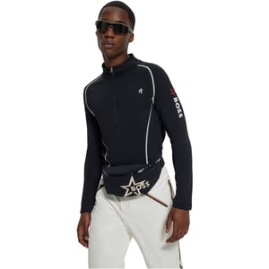 Men's Boss Zip Neck Long Sleeve Sweatshirt in Black