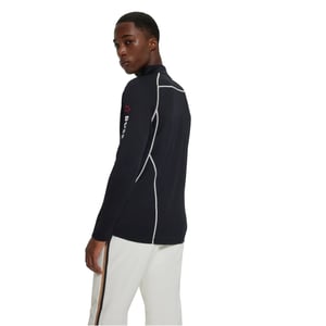 Men's Boss Zip Neck Long Sleeve Sweatshirt in Black