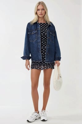 Gestreepte Mini Bodycon Jurk met Boothals