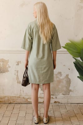 Polo Kraag Mini Jurk met Driekwart Mouwen