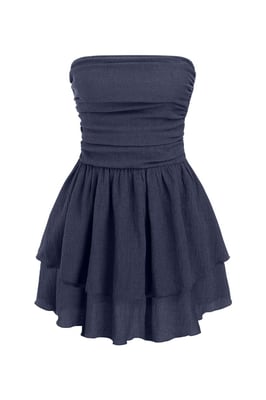 Strapless Textured Ruffle Minijurk