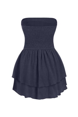 Strapless Textured Ruffle Minijurk