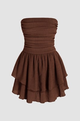 Mouwloze Rimpel Mini Jurk