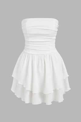 Off-shoulder Ruffle Mini-jurk