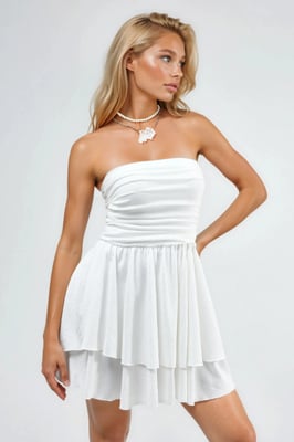 Off-shoulder Ruffle Mini-jurk