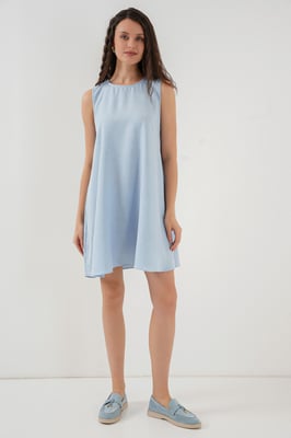 Linnen Gemengde A-Form Mini Jurk