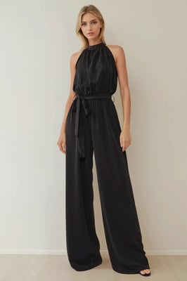 Brede Been Halter Nek Jumpsuit