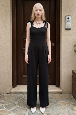 Linnenmix Jumpsuit met Hartvormige Halslijn